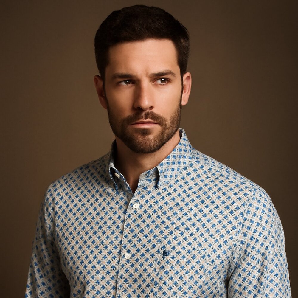Ariat Blue Geometric Print Button-Down Shirt – Size Large